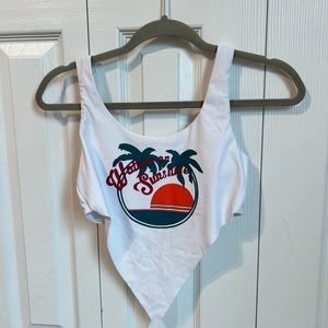 White knotted bikini top